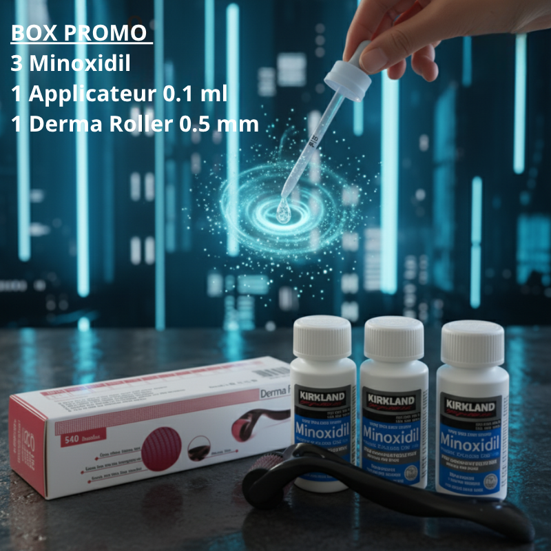 BOX PROMO : 3 Minoxidil +1 Applicateur+1 Roller