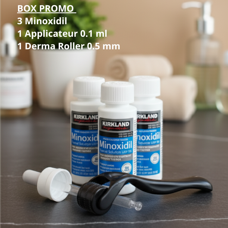 BOX PROMO : 3 Minoxidil +1 Applicateur+1 Roller