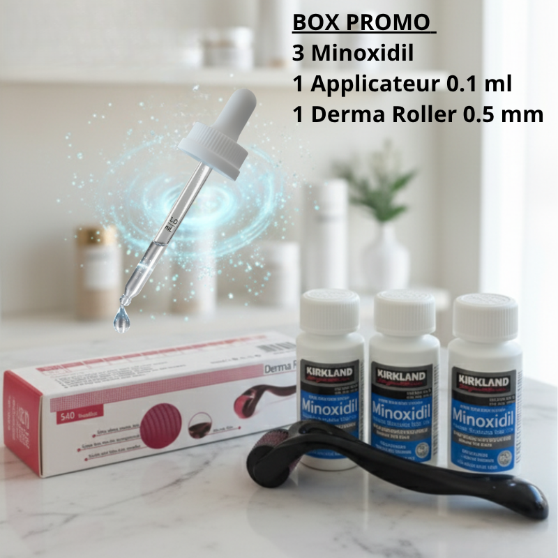 BOX PROMO : 3 Minoxidil +1 Applicateur+1 Roller
